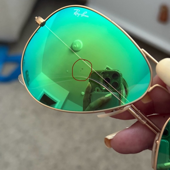 Ray-Ban Aviator Green Flash Lenses Gold Frame - Picture 6 of 7